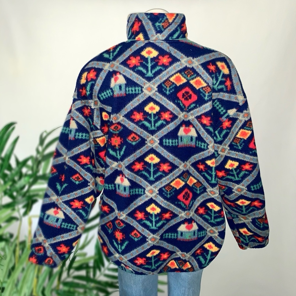 v i n t a g e :: Slouchy Cozy Whimsy Country Floral Fleece Sweater Pullover - Picture 8 of 10